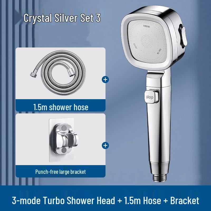 TLXT Silver Pressurized Square Showerhead Set