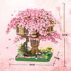 Sakura Tree House Building Blocks Diamond Blocks Japanese Street View Cherry Blossom Model Toys Micro Bricks Toys For Girls Gift