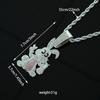 Hip-hop style personality diamond-encrusted dripping oil cartoon rabbit pendant Cuban chain necklace hipster wear fashion necklace accessories