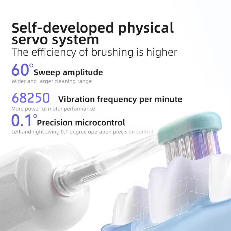 Electric Toothbrush Sonic Cleaning Dental Care Rechargeable Electric Toothbrush with 6 Standard Brush Heads