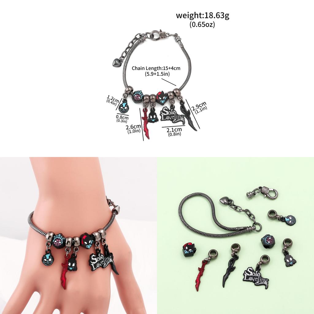 Solo Leveling Schmuckherstellungs-Set mit Metallanhängern für Unisex DIY Armbänder