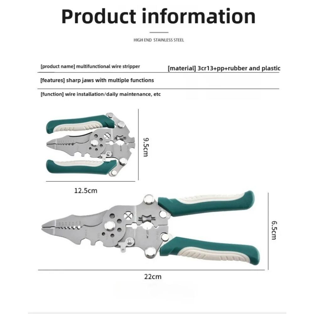Foldable wire stripper with stripping, crimping, cutting and twisting functions electrician wire splitter crimping pliers  tool