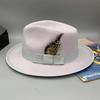 2023 Sombrero Fedora de Lana Sintética para Hombre Mujer Ala Ancha Accesorios de Lazo Pluma Otoño Invierno Caballero Sombrero Panamá Jazz