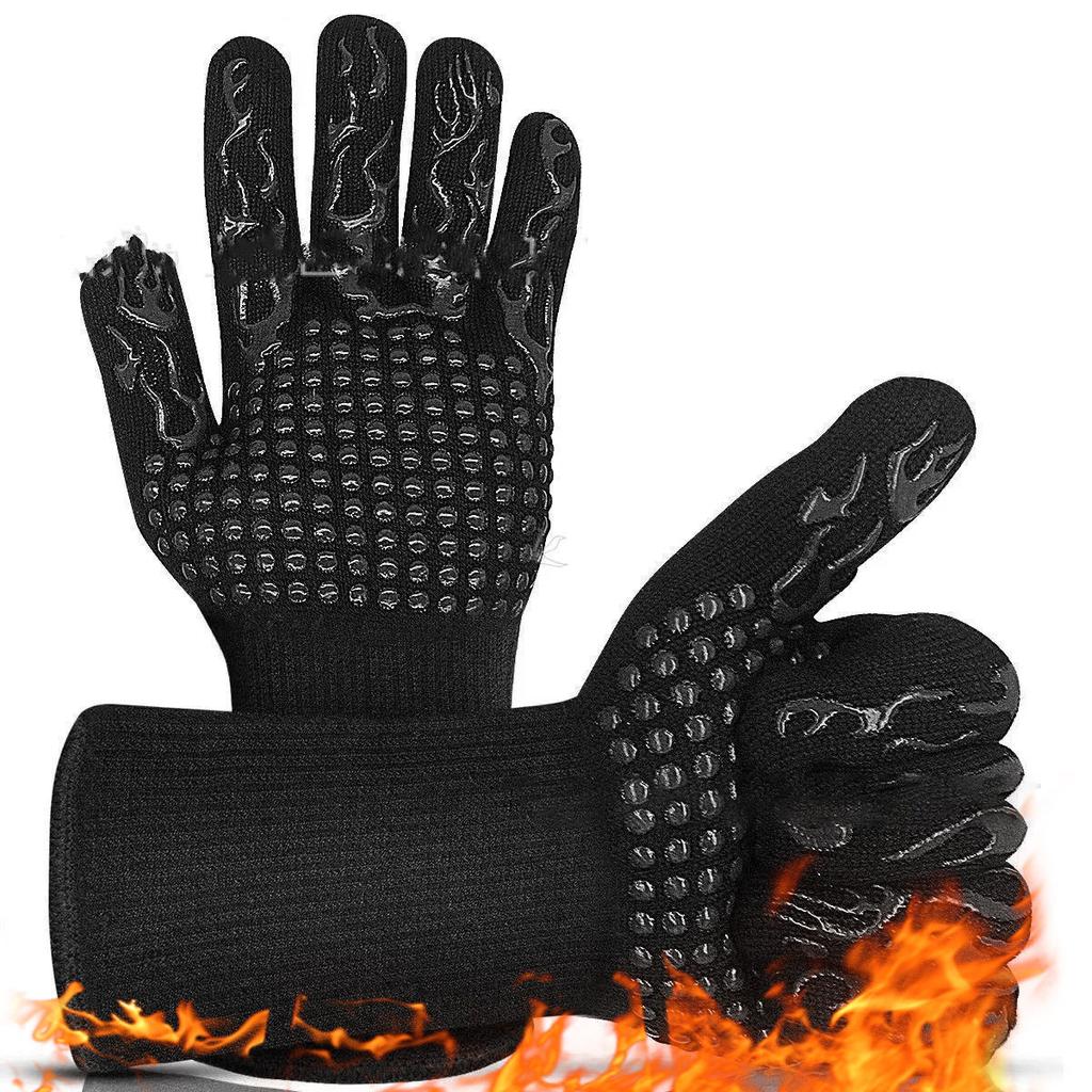1/2Pcs BBQ Gloves High Temperature Resistance Oven Mitts 500 800 Degrees Fireproof Barbecue Heat Insulation Microwave Gloves
