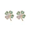 Summer Elegant Zircon Four-Leaf Clover Stud Earrings - Stylish, Versatile, Light Luxury Niche Design for Women