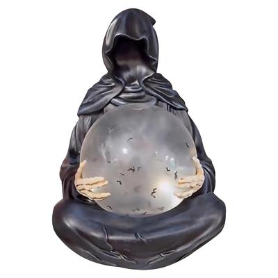 Sensenmann Statue mit fliegenden Fledermäusen Kristallkugel Der Kristallkugeln des Todesgottes für Bücherregal Halloween Statue Dekor