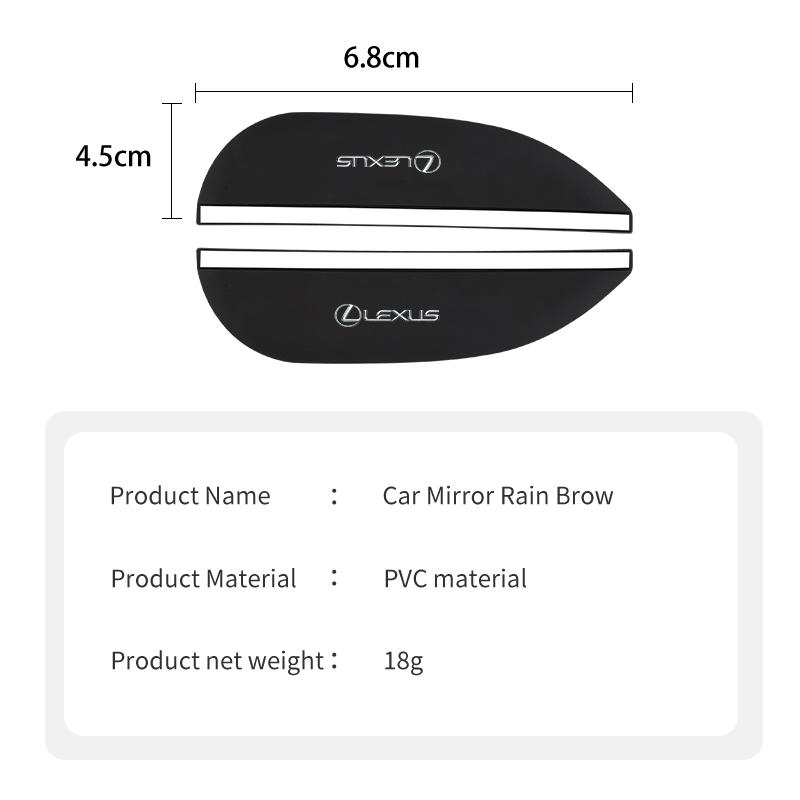 Car Mirror Pastetype Rain Eyebrow Cover Auto Accessoriess For Lexus CT ES GS NX IS250 CT200h IS300h ES300h RX400h NX300h IS200