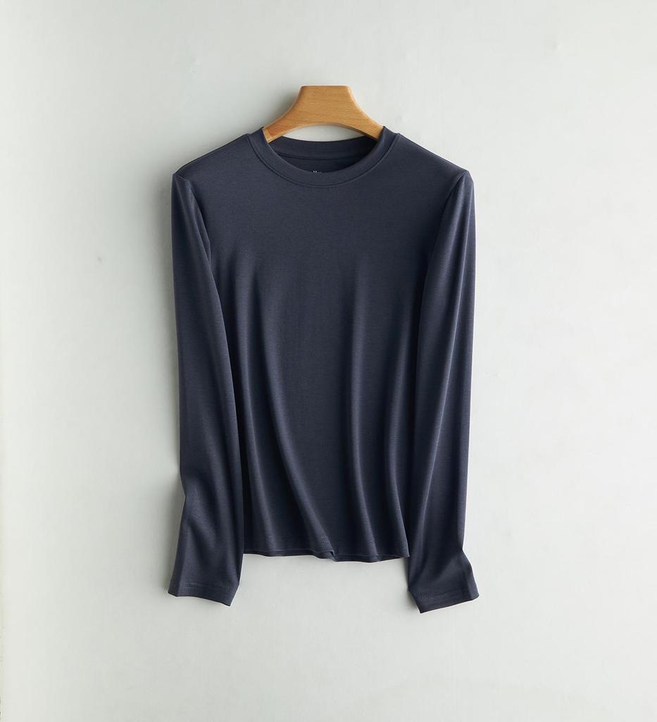 Men's Heavyweight White Cotton Long Sleeve T-Shirt - Casual Loose Fit, Round Neck for Spring & Autumn