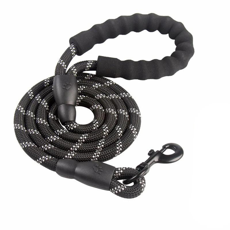 1.5M/2M/3M Large Dog Rope Round 1.2Cm Nylon Pet Leash Strengthen Reflective Rope Walking Dog Traction Collar Harness Dog Lead