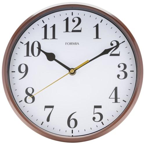 Formia Wall Clock, Easy-to-Read, Simple, Analog, Continuous Second Hand, Brown, HWC-021W-BR, Hodogaya Electronics