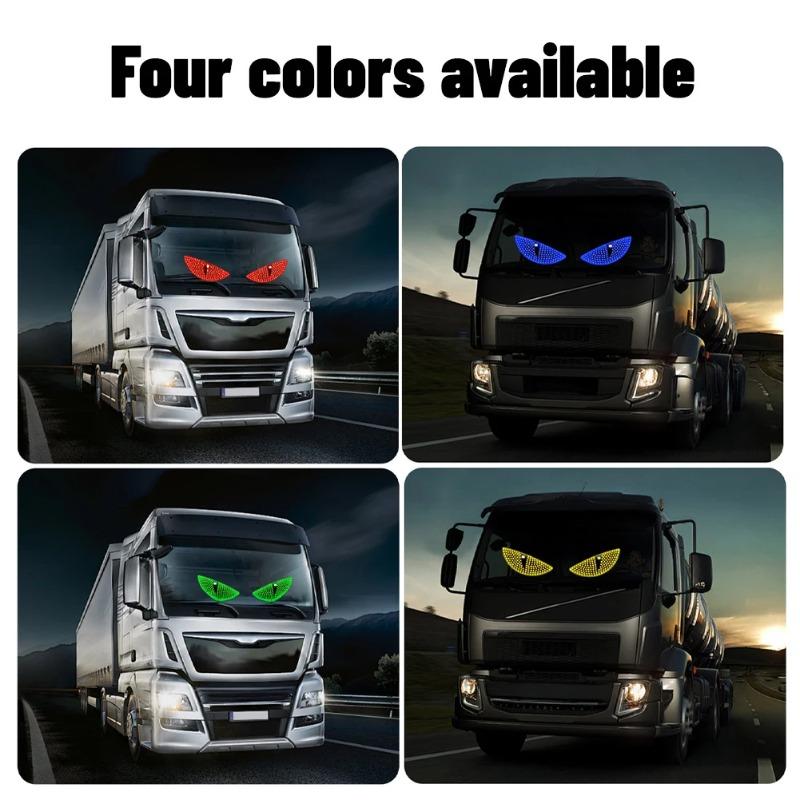 2Pcs LED Devil's Eye Truck Windshield Rear Warning Light Demon Animation Display Auto Decoration Accessories