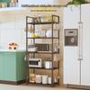 Multi-layer Kitchen & Bathroom Floor Storage Rack: Punch-free, Microwave Oven Compatible Shelves.