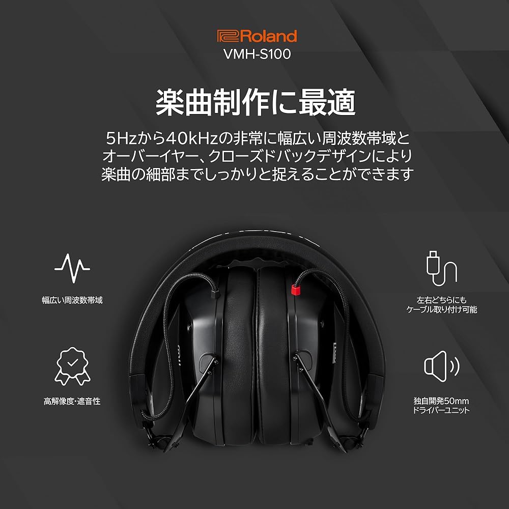 Roland Roland Music Production Headphones VMH-S100 Music Production Hi-Res Compatible Over-ear Mo...