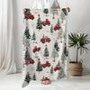 1Pcs Christmas Red Cars And Trees Printed Flannel Blanket Lightweight Soft Throw Soft All-Season Bedspread for Couch Camping Travel