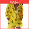 Summer Lapel Set Longsleeved Womens Printed Zipper Shirt Shorts Twopiece Set Clothes Sale