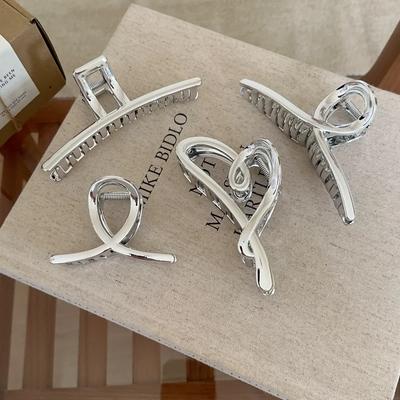 Metal Hair Claws Silver Color Heart Shaped Barrettes Claw Clips for Women Hair Clips Headwear Female Hair Accessories Headdress