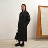 LESS Women's V-Neck Loose-Fit Wool Long-Sleeve Shirt