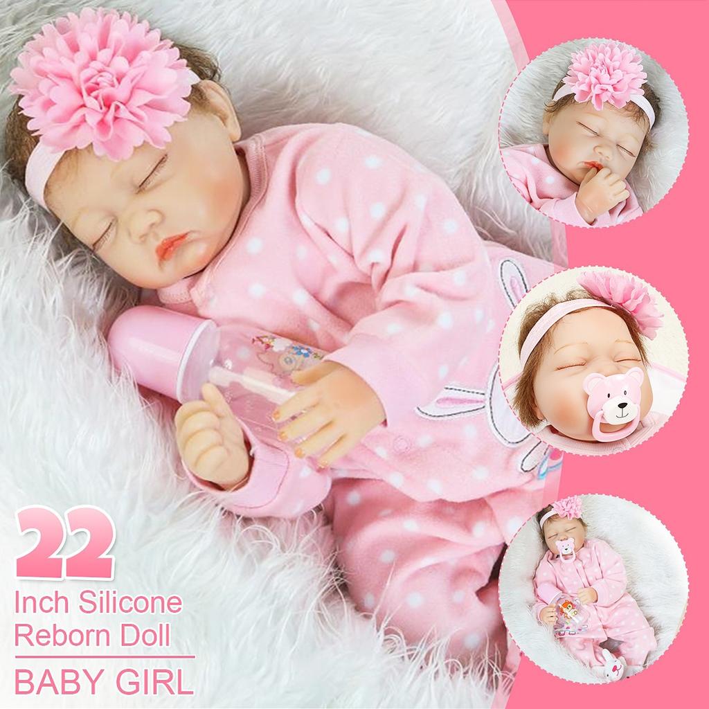 55 CM Lifelike Newborn Silicone Vinyl Reborn Gift Baby Doll Handmade Reborn Dolls
