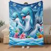 1 Stück Leichtgewichtige Flanelldecke mit Delfin-Aufdruck, Bequeme und Warme Decke, für Camping Sofa Bett und Couch Büro, Geschenk
