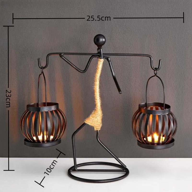 Nordic Metal Candle Holder Abstract Character Handmade Vintage Candlestick for Wedding Home Coffee Shop Table Art Decoration New