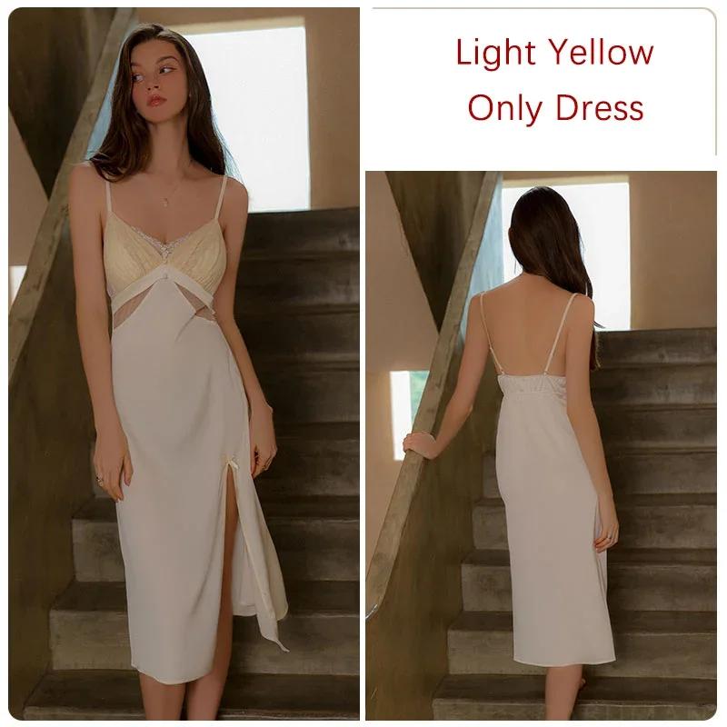 

Женская пижама с глубоким V-образным вырезом и завязками на груди, с высоким разрезом, сексуальная пижама на тонких бретельках XL