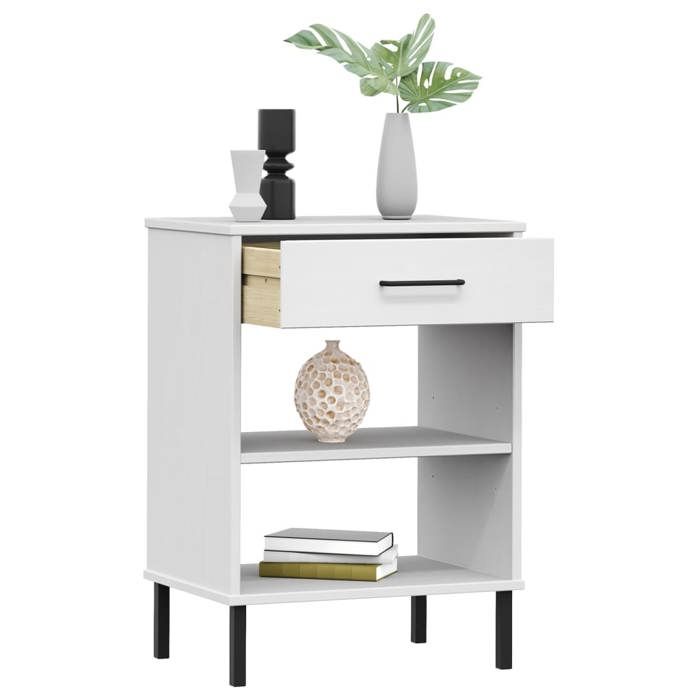 VidaXL Console Cabinet with Metal Legs White Solid Pine Wood OSLO 351002