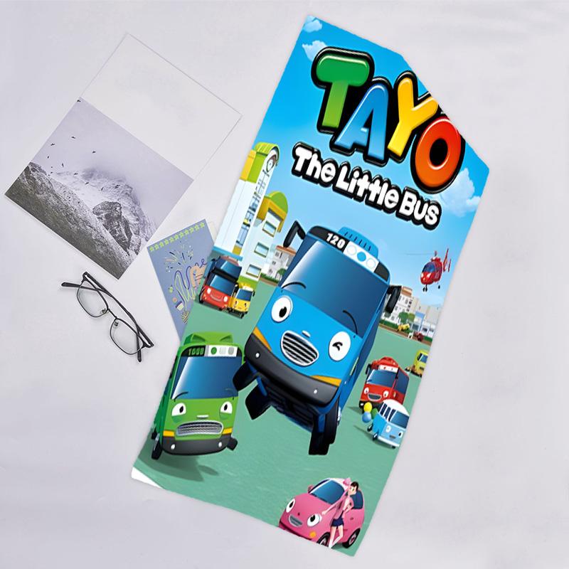 1pc Tayo The Little Bus2 Beach Towel, Beach and Seaside Swimming Pool Equipment, Fashion Pattern, Rectangular, Travel Essentials