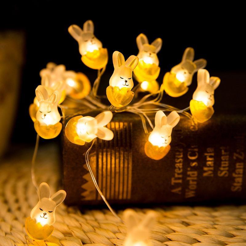Oster-LED-Hasen-Lichterkette, Karotte, Kaninchen, Lichterkette, Geschenke, Ostern, Party, Heimdekoration, Zubehör HMM
