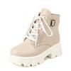 Dames Chunky Sål Platform Martin Støvler Kort Skaft Med Spænderem Hvid Sort Beige