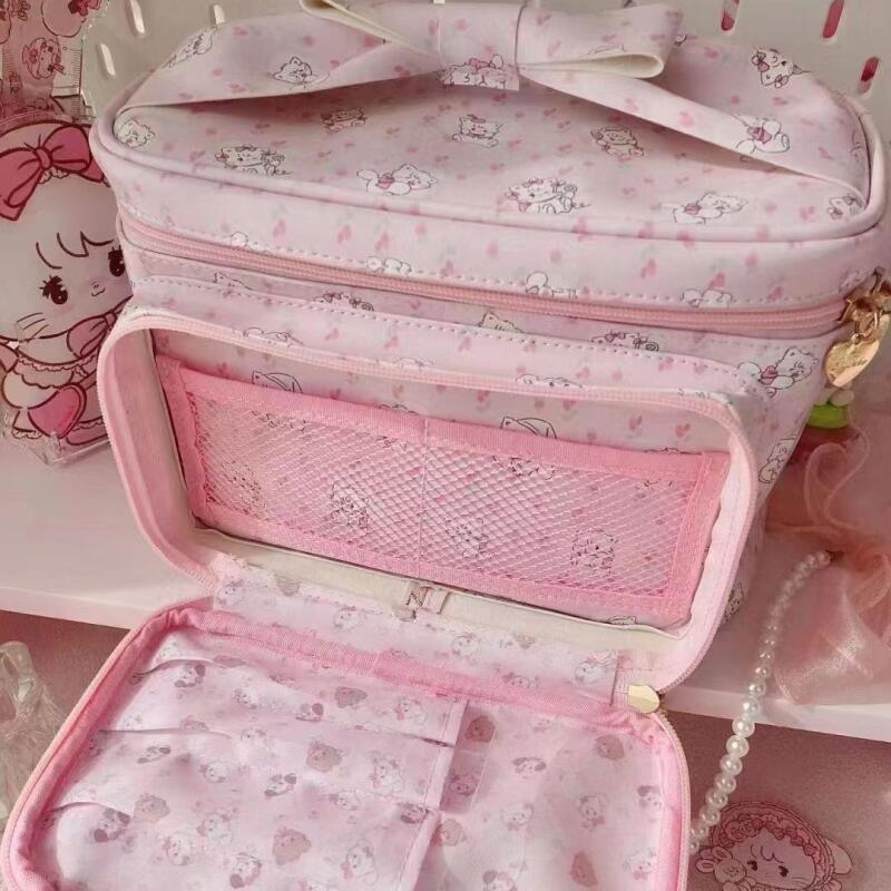 Damska torba do przechowywania Nowa modna słodka dziewczęca różowa kosmetyczka Leisure uniwersalna duża pojemność słodkie małe zwierzę torby podręczne