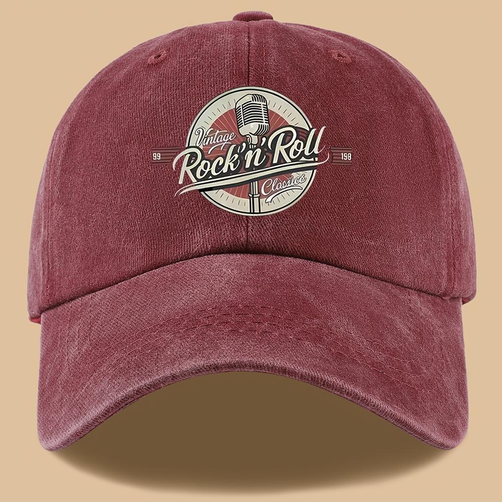 Pc Retro Rock Style Clothing Print Baseball Cap Lightweight Comfortable Breathable Sun Hat Fashionable Easy Aesthetic Men And