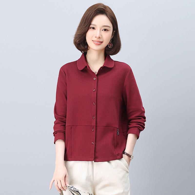 Plus Size Women's Slimming Casual Jacket – Spring 2025 Loose Fit, Long Sleeve Cardigan for Mother's Outfit