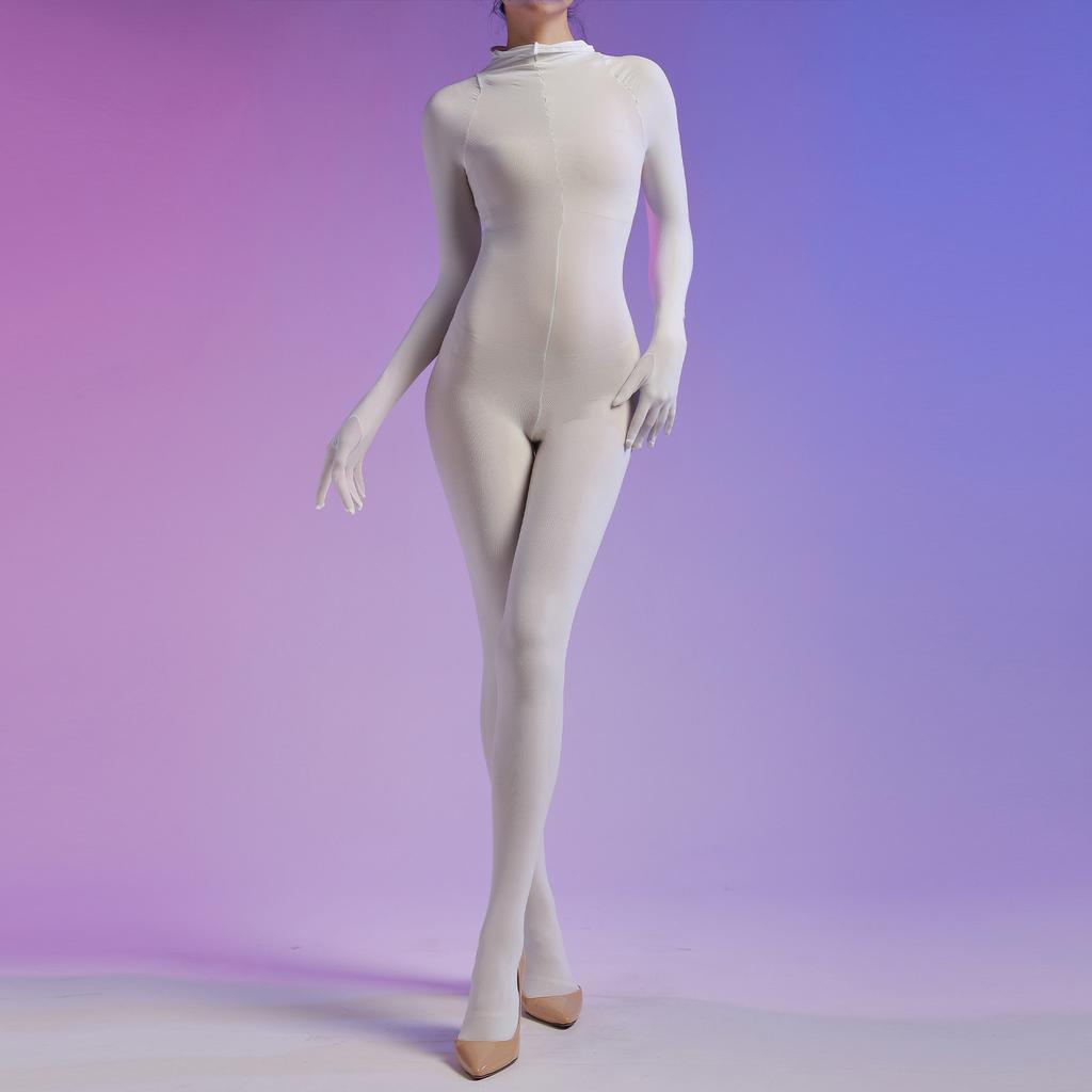 Plus Size One-piece Stockings 12 Velvet Five-finger Full Package Pantyhose Men and Women Sexy Seamless Tight Bodysuit