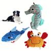 Squeaky Corduroy Dog Toys Plush Bite Resistant Chew Toys for Puppy Training Shark Crab Seahorse Interactive Pet Toys for Small