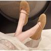 Fashion 2025 New Elegant Buckle Strap Fur Mary Jane Shoes Woman Cosy Soft Fluffy Ballet Flat Ladies Plush Internal Increase Dress Shoes