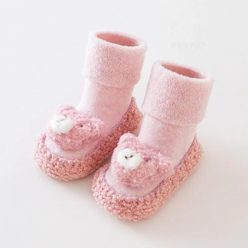 Baby Floor Socks Autumn Winter Cartoon Bear Toddler Shoes Socken Thick Anti Slip Children Stockings Boy Girl Indoor Walking Sock