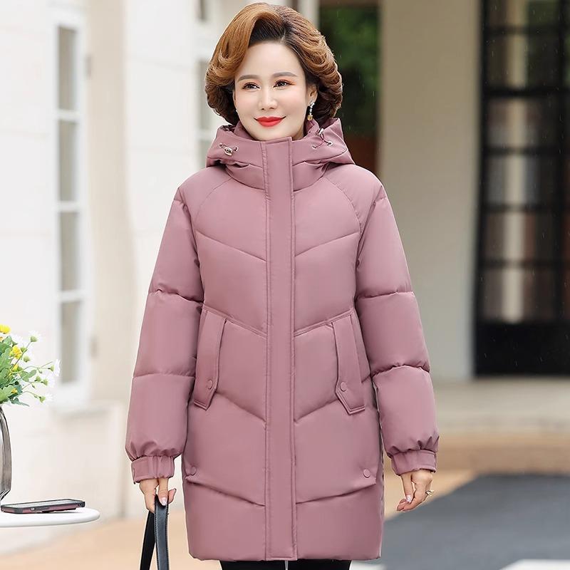 Winter Cotton padded Jacket Hooded fleece thick Parkas Warm Loose Long Overcoat middle aged and Grandma Snow Coat