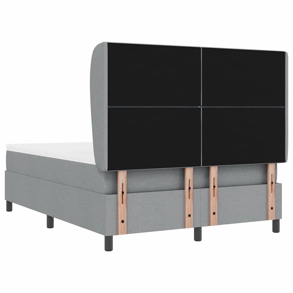 Box Spring Bed with Headboard Light Grey 140 x 190 cm Fabric