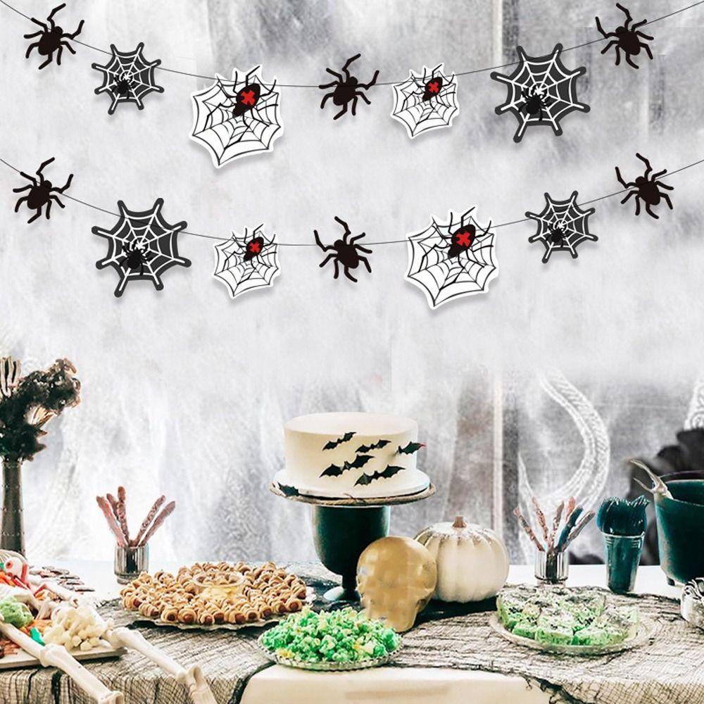 Black Halloween Spider Banner Scary Happy Halloween Decoration  Halloween Party