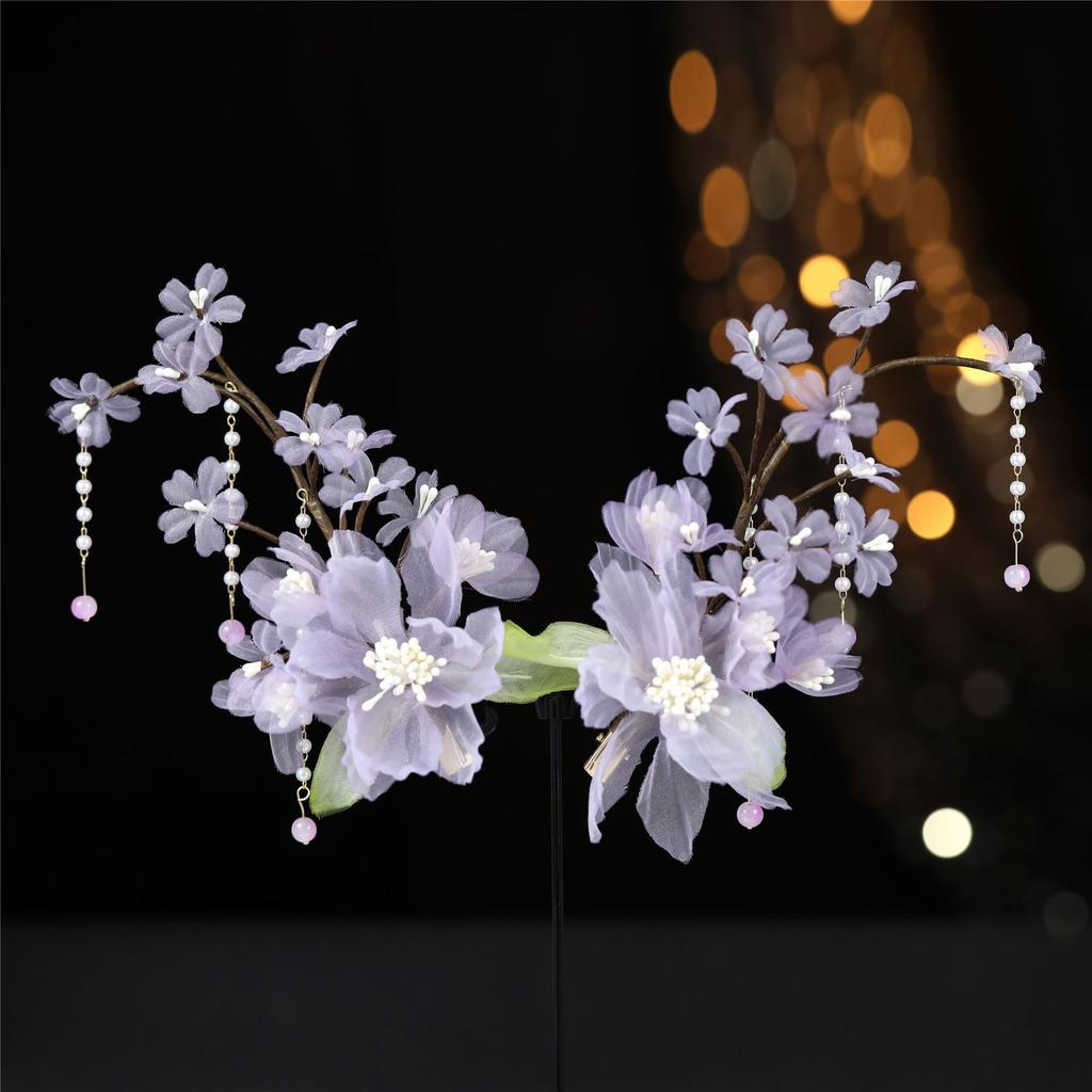 Flower Hair Clips Forks Chinese Hanfu Hair Accessories for Women Hairpin Fork Handmade Vintage Wedding Hair Jewelry Retro Crowns for Girl and Women