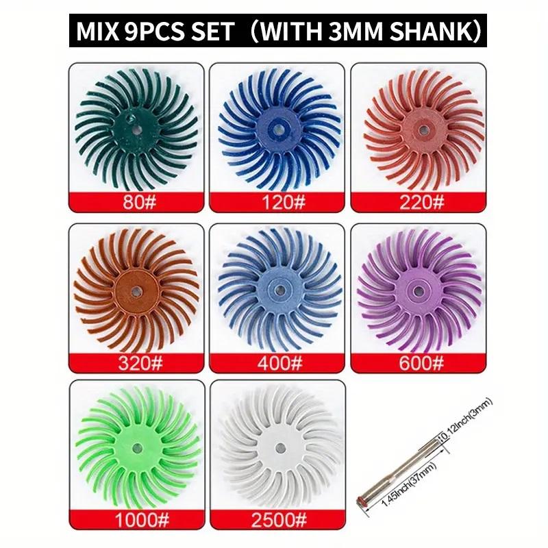 

9 шт./компл. 1 дюйм радиальный щетинный диск комплект абразивная щетка 3/2.35 мм хвостовик деталь полировальный круг для вращающихся инструментов аксессуары