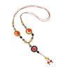 Bohemian Retro Ceramic Braided Rope Necklace Female Long Tassel Sweater Chain Same Collarbone