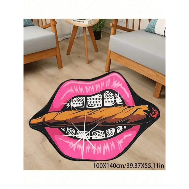 Lip-Shaped Cigar Rug: Warm, Non-Slip Bathroom Mat for Bathrooms, Bedrooms, Entrances, and Bedside Areas—Home Decor