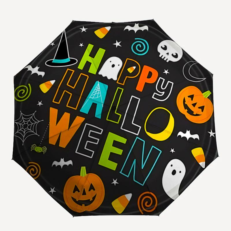 1pc Creative Happy Halloween Durable Cartoon Folding Umbrella, Portable Compact Umbrella for Men and Women A032