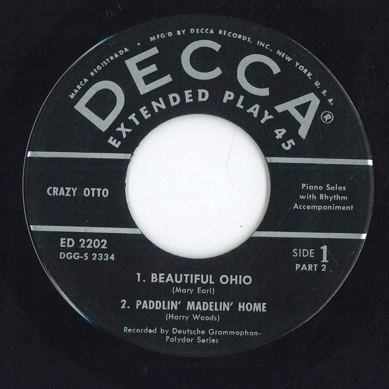 

7inch Record CRAZY OTTO - Crazy Otto, Part 2 ED2202 DECCA 1955 US Jazz Used