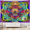 Mandala Wandteppich Bohemian Heimtextil Wanddekoration psychedelisch mehrfarbig geometrische Fraktalkunst Raumdekoration