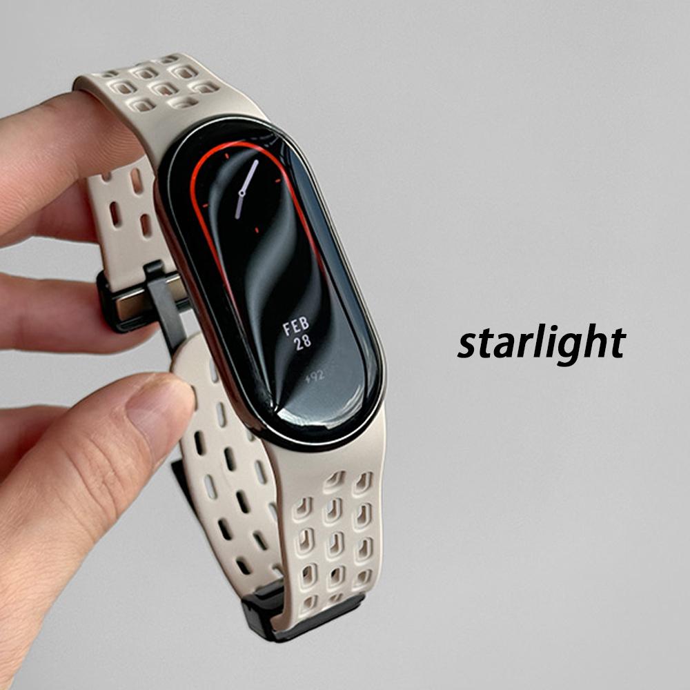 

Магнитный силиконовый ремешок Унисекс Спортивный ремешок для Xiaomi Watch 10/9/8 Сменный Дышащий Наручный ремешок для XIAOMi Band 9 Correa Ремешок для часов Браслет For Xiaomi band 10/10NFC слоновая кость