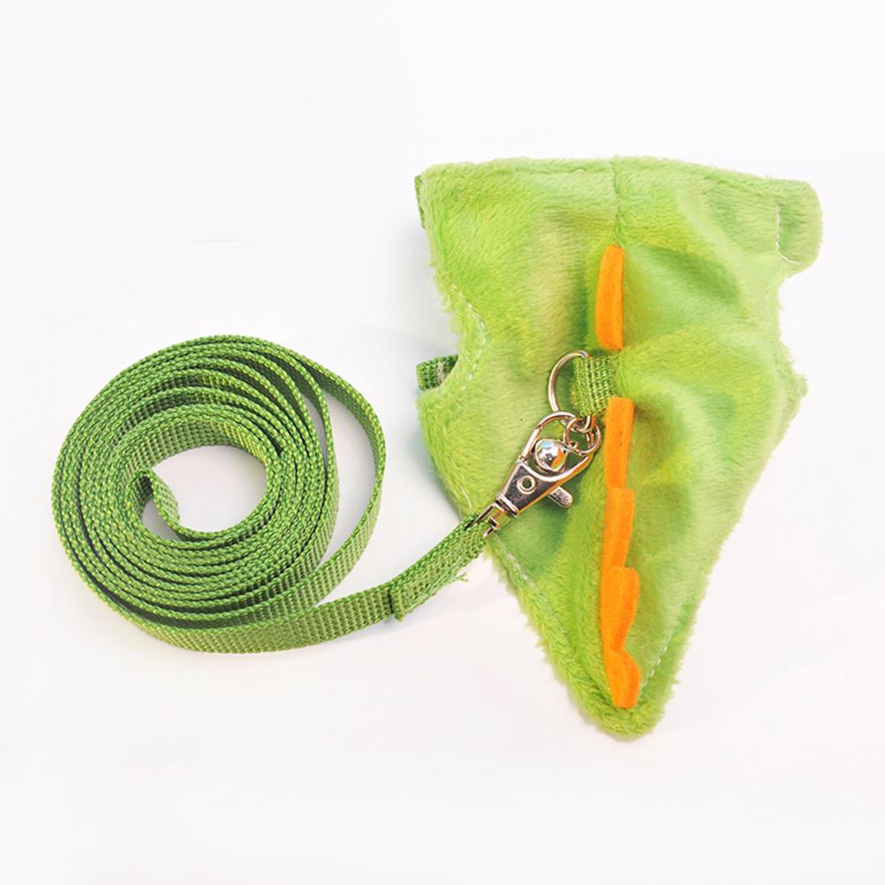 

Adjustable Ferret Drawstring Vest With Bell Pet Outdoor Walking Rope Bunny Harness Harness Vest Dinosaur Design Pet Accessories зелений