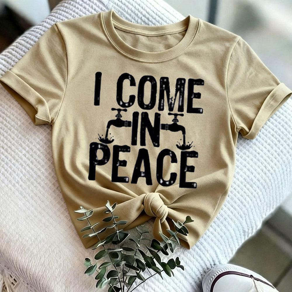 I Come in Peace Graphic Tee Funny Alien Shirt Cute Casual Wear Alphabet Slogan T Shirt Women Tees Shortsleeve Cotton Clothes