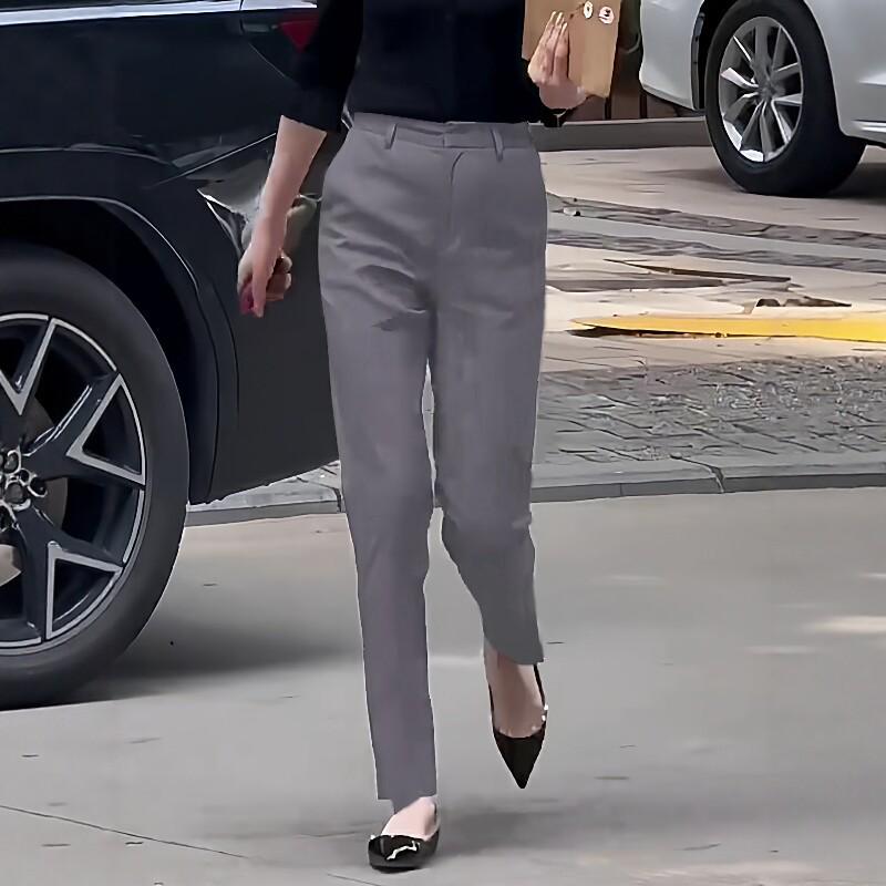 

Stylish Narrow Straight-Leg Cigarette Pants for Petite Women, 2025 Autumn/Winter Formal Grey Suit Pants M /27 (weight 90-109 jin)